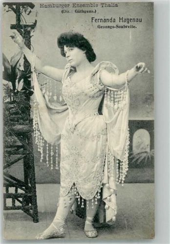 W2000 Hamburg Portrait von Fernanda Hagenau Gesangs-Soubrette des Hamburger Thalia Ensembles Opernsänger 1907 Gebrauchsspuren