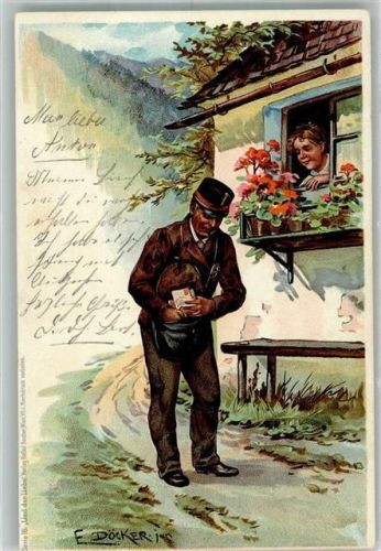 1907 Junge Frau wartet auf den Postboten Verlag Rafael Neuber Serie 16
