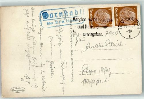 Ulm Landpoststempel Dornstadt Münster