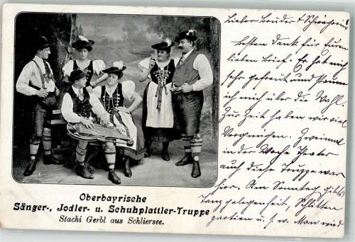 Schliersee 1909 Schuhplattler Truppe Stachi Gerbl Trachten Musikanten