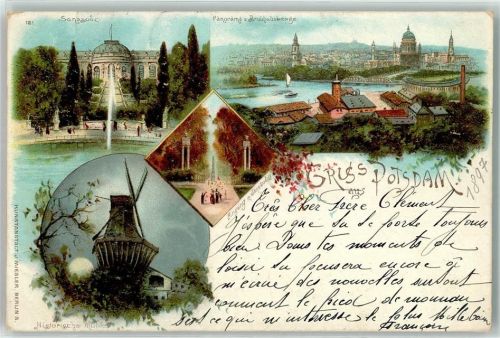 Potsdam 1897 Schloss Sanssouci Mühle