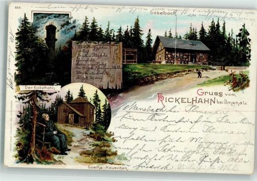 Ilmenau 1899 Kickelhahn Gasthaus Gabelbach Goethehäuschen Turm