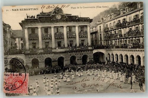 San Sebastian 1911 Plaza de la Constitucion Una festa Marke bildseitig