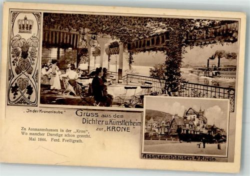 65385 W6220 Assmannshausen 1910 Foto AK Gasthaus zur Krone