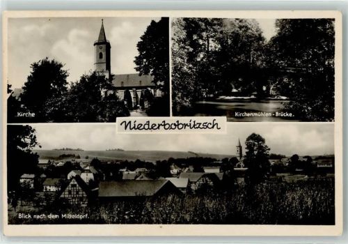 Niederbobritzsch Kirche Kirchenmühlen-Brücke Blick nach Mitteldorf