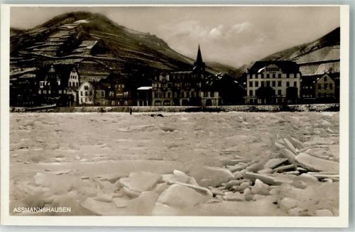 Assmannshausen 1929 Rhein zugefroren Winter