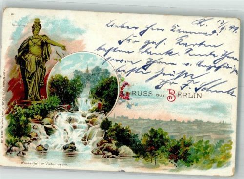 Kreuzberg 1899 Wasserfall im Victoriapark Berolina