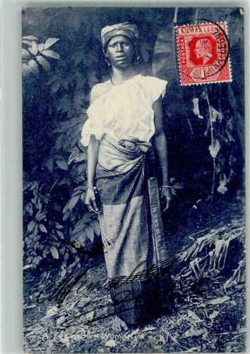 Freetown 1911 Tracht Frau Briefmarke Bildseite