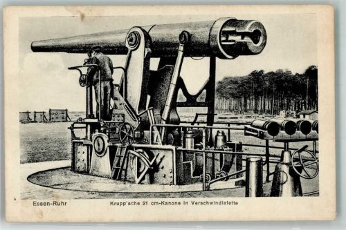 WK I Krupp 21 cm Kanone in Verschwindlafette