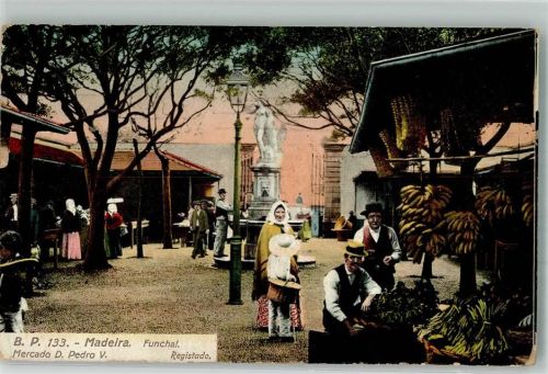 Funchal 1912 Marktszene Denkmal Tracht