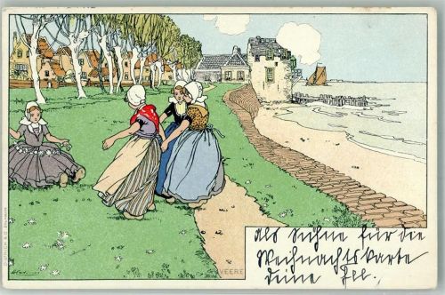Veere Trachten Niederlande Tanz + Adelskorrespondenz Cassiers, H. 1901 Lithographie