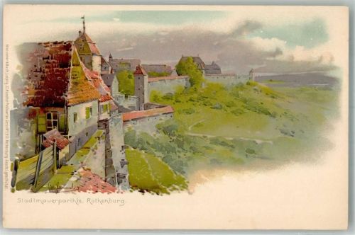 Rothenburg Stadtmauer Künstler Postkarten Serie No. 1013