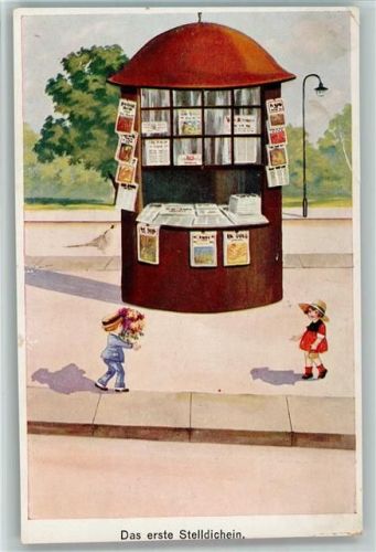Zeitungskiosk - Stelldichein , Kinderpoesie 1924 AK