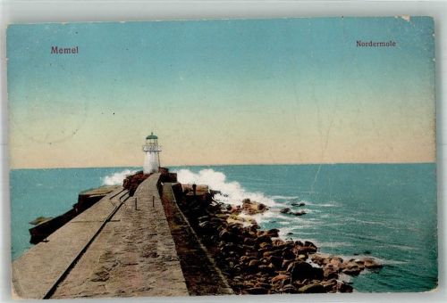 Memel 1913 Leuchtturm Nordermole