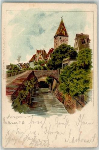 Ulm 1905 Lithographie Merzgerturm