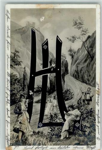 Surrealismus Verlag AL Nr. 63 Buchstabenkarte 1904 Fotomontage AK