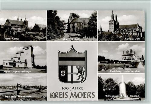 Moers Kloster Kamp Moers. Schloß Xanten. Dom Alpen-Jugendherberge Rheinberg. Underbergbad Homberg Rheinbrücke Rheinhausen-Krupp-Brunnen