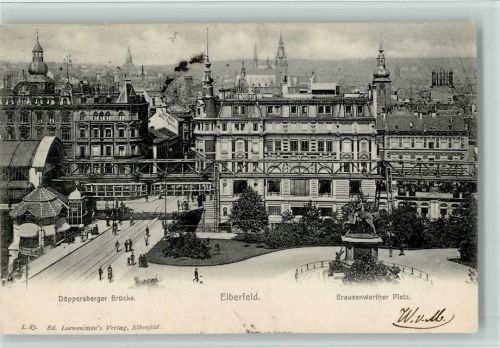 Elberfeld Döppersberger Brücke Brausenwerther Platz, 1903 AK