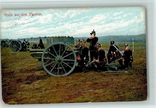 Gruss aus dem Manöver - Geschütze und Soldaten 1911 AK