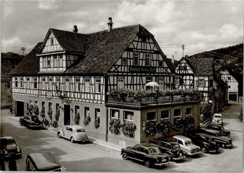 Murrhardt Gasthof Sonne-Post Fachwerkhaus Autos