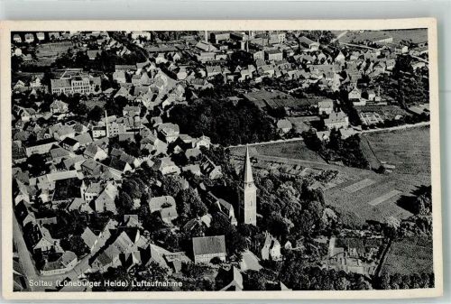 Soltau Fliegeraufnahme des Ortes mit St.-Johannis-Kirche