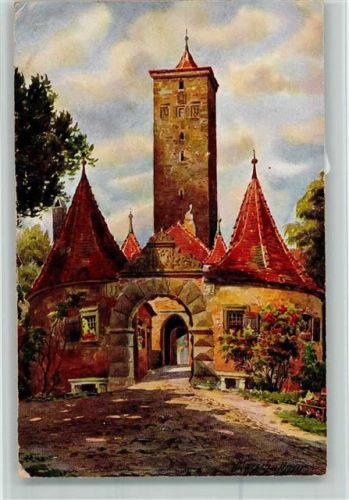 Rothenburg Burgtor gemalt von V. Marschall sign.
