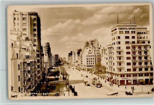 Boulevard Bratianu , Straßenbahn 1935 AK
