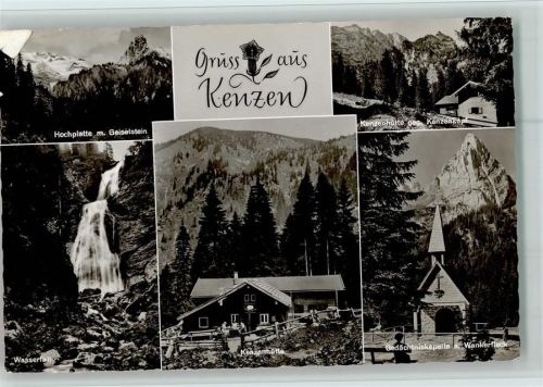 Halblech 1962 Kenzen - Wasserfall, Kenzenhütte , Kapelle AK Eckknick