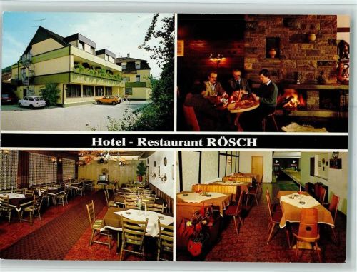 Bleibach Hotel Restaurant Rösch Innenaufnahmen Gastraum Kegelbahn Kaminfeuer 4-Bildaufnahme