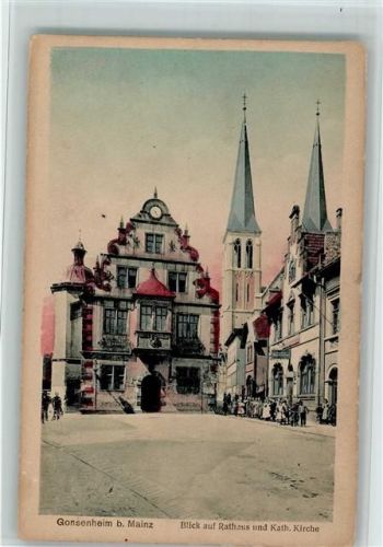 55116 W6500 Gonsenheim - Blick auf Rathaus und Kath. Kirche