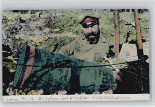 WK I Kriegsfürsorge AK Serie 23-5 Blindgänger eines franz. 28 ctm Schiffsgeschützes