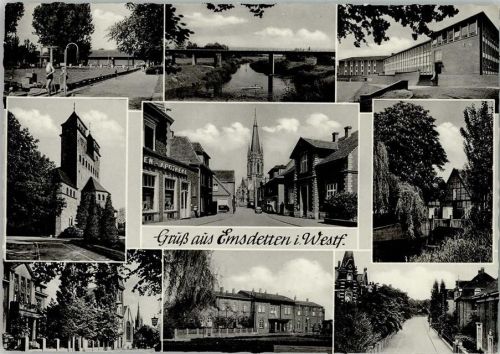 Emsdetten Schwimmbad Kirche Apotheke Brücke Ortsansichten Mehrfachaufnahme