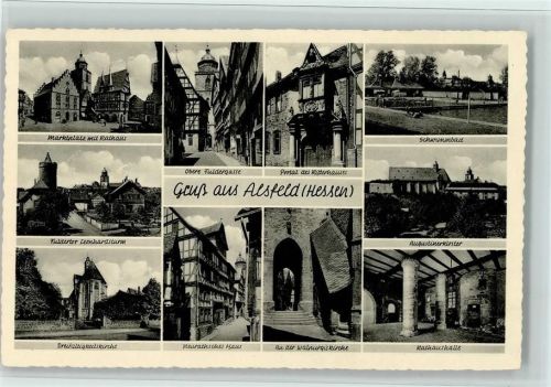 Alsfeld Marktplatz mit Rathaus Fuldertor Leonhardsturm Dreifaltigkeitskirche Obere Fuldergasse Portal des Ritterhauses Neurathsches Haus An der Walpurgiskirche Schwimmbad Augustinerkloster Rathaushalle Mehrfachaufnahme