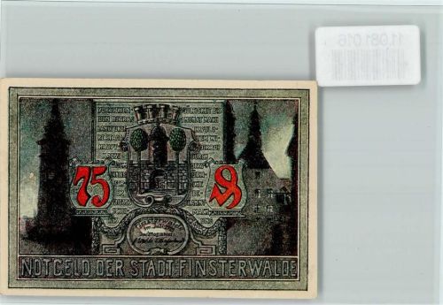 Finsterwalde Notgeldschein 75 Pfennig Sänger vom Finsterwald Wappen