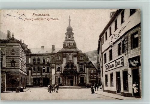 Kulmbach Marktplatz mit Rathaus GasthausWeisses Ross
