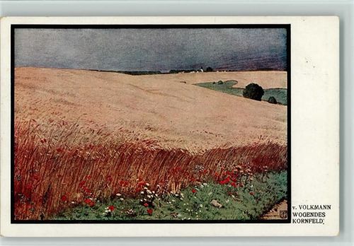 1911 sign Volkmann - Wogendes Kornfeld - Natur Landschaft