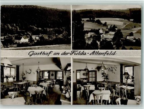 Altenfeld Gasthof an der Fulda Innenaufnahmen Gastraum Ortsansichten 4-Bildaufnahme