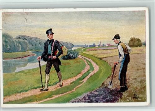 1921 Das Volkslied in 6 Bildern, Wenn ich den Wanderer frage, Wohlfahrts AK der Dt. Bahnhofsmission
