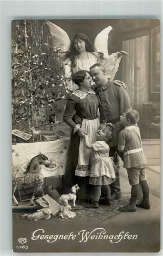 Soldat auf Heimurlaub WK I Schutzengel Spielzeug Schaukelpferd Puppen geschmückter Tannenbaum