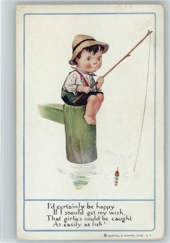 Kind ist am angeln - ca 1920 AK