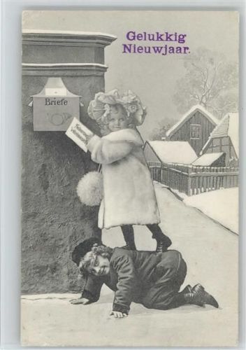 Kinder - Gelukkig Nieuwjaar - 1918 AK Muff - Pelzmantel