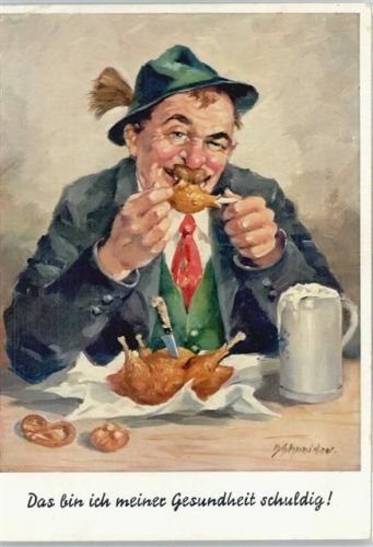 Hähnchen essen und Bierkrug Verlag Köhn nr. 281