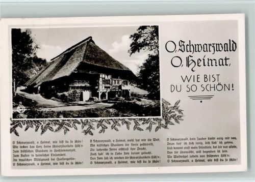 Liederkarte O, Schwarzwald Foto ca 1938 AK