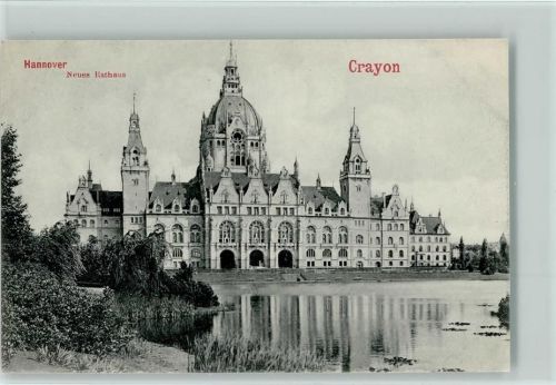 Hannover neues Rathaus - Crayonmanier Beispielkarte für Drucktechnik