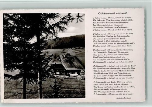 Liederkarte O, Schwarzwald 1958 Foto AK Schwarzwaldhaus