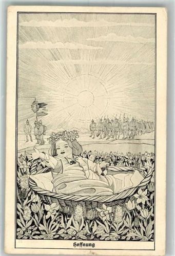 1927 sign. Reinbold Kind in Blumenwiese verkörpert die Hoffnung für vorbeimarschierende Soldaten Nr. 120