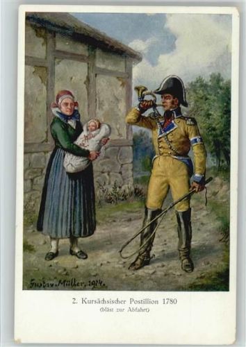 Sächs. Post Bild Nr. 2 - Kursächs. Postillion - Baby - Künstler Gustav Müller