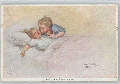 Kinderpoesie - Guten Morgen, Schwesterchen - Verlag Wohlgemuth Nr. 1122 AK