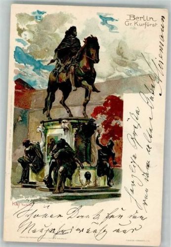 Berlin Mitte Gr. Kurfürst Denkmal litho AK Velten 1898 AK