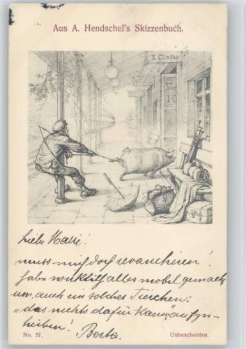 Skizzenbuch Nr. 57 - Regenschirm - Bauer mit Schwein